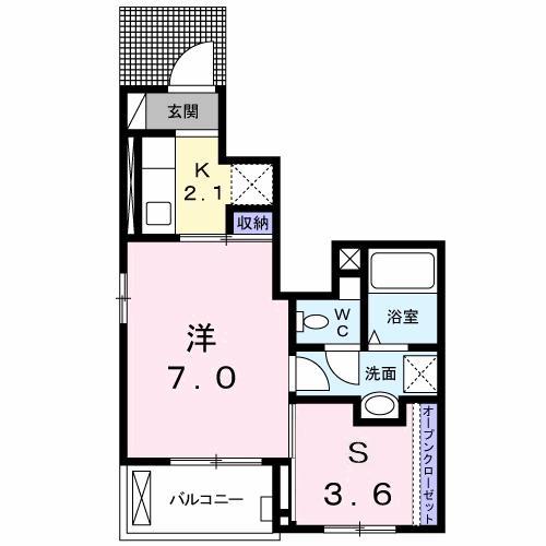 メヌエット(1SK/1階)の間取り写真