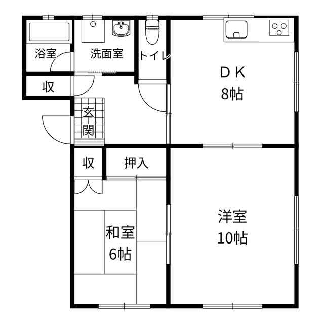 シャトーム加福(2DK/1階)の間取り写真