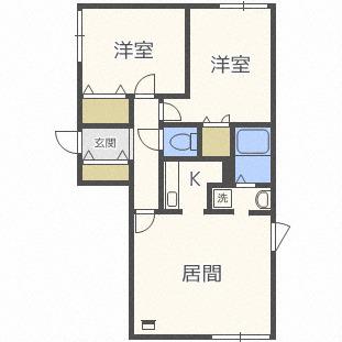 ラ・カーサフェリーチェ(2LDK/4階)の間取り写真