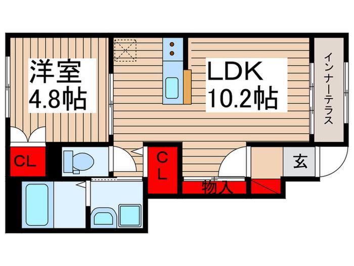 PURUMERIA(1LDK/1階)の間取り写真