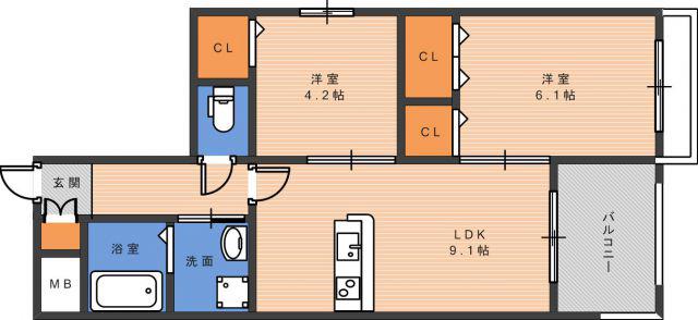GRAND MAISON(2LDK/5階)の間取り写真