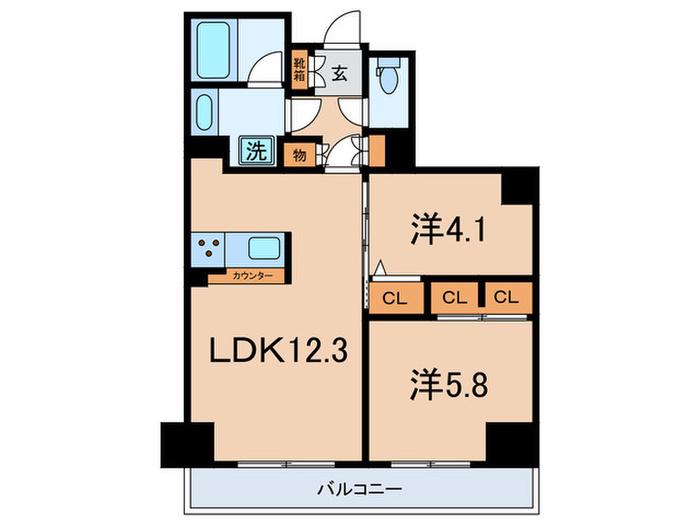 レジディア文京音羽(2LDK/3階)の間取り写真