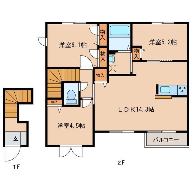 ブランシェコート(3LDK/2階)の間取り写真