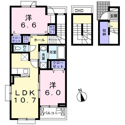 ソフィア グレイス(2LDK/3階)の間取り写真