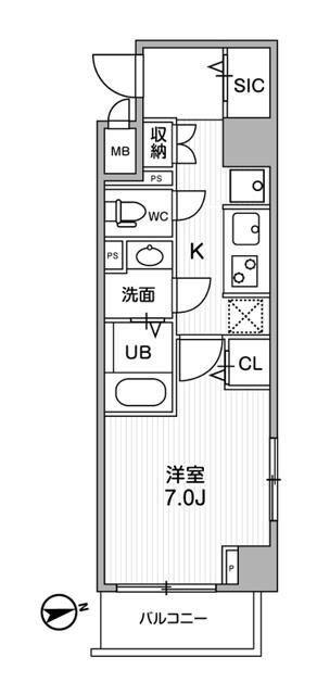 アリビス中野(1K/3階)の間取り写真