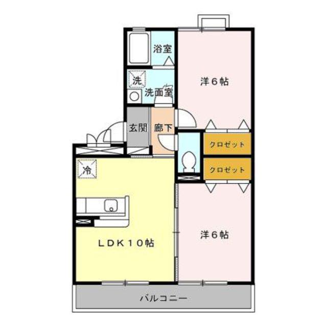 ソフィアII(2LDK/1階)の間取り写真