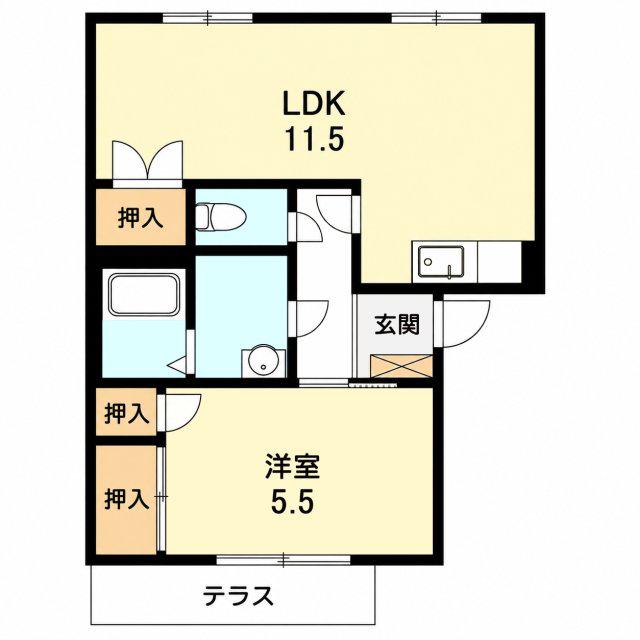 メゾンウエスト(1LDK/2階)の間取り写真