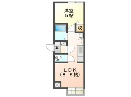 サクセス青森A棟(1DK/1階)の間取り写真