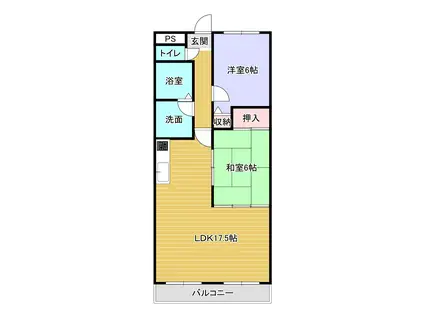 アドニス吉田(2LDK/6階)の間取り写真