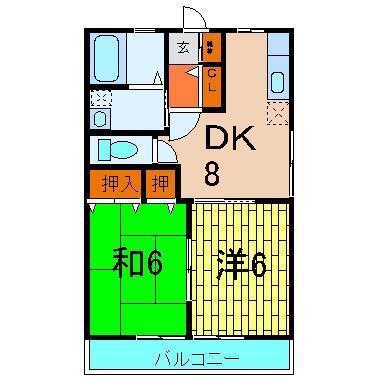グランパーチェ白浜(2DK/1階)の間取り写真