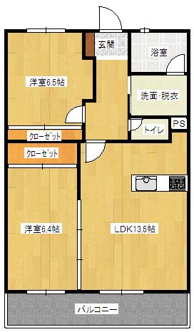サウザンド・クレイン(2LDK/3階)の間取り写真