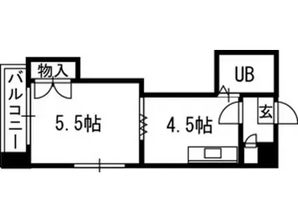 札幌JOW2ビル(1DK/5階)の間取り写真