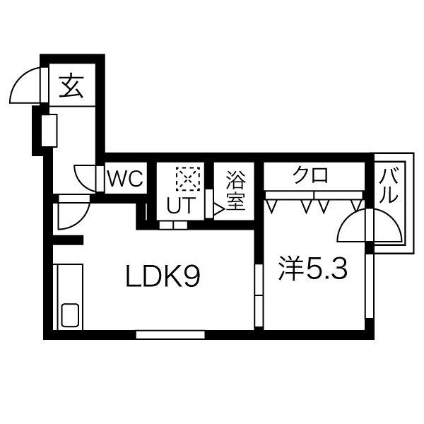 ディスティニー(1LDK/1階)の間取り写真