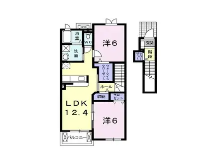 セレーノ・スパッツィオIIA(2LDK/2階)の間取り写真