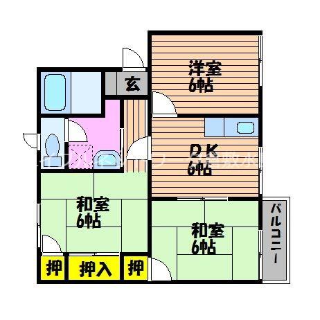 メゾングロワール II(3DK/2階)の間取り写真