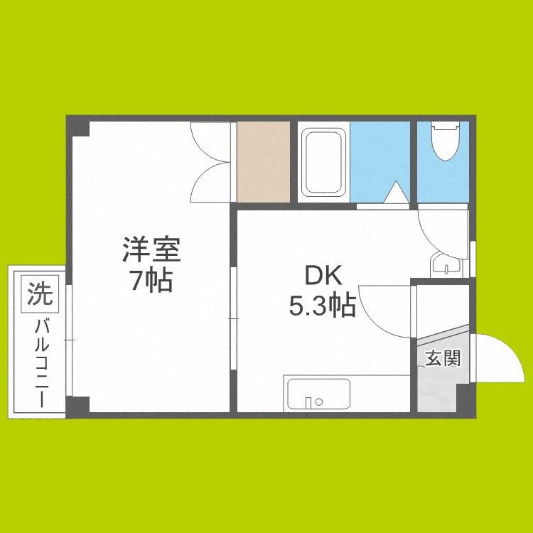BELLENEIGE(1DK/1階)の間取り写真