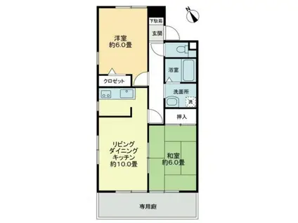 タートルハイツA(2LDK/1階)の間取り写真