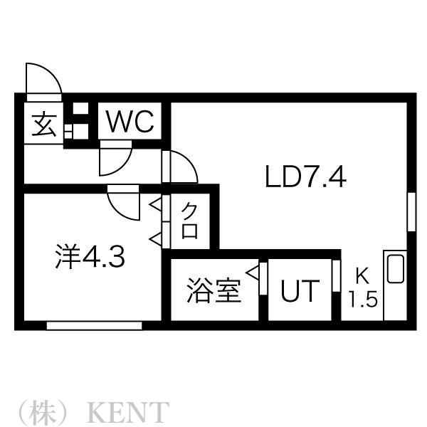 オークツリーI(1LDK/3階)の間取り写真