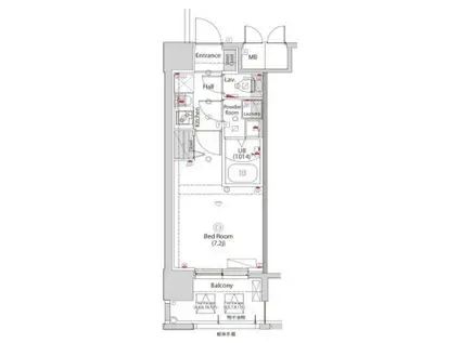 クレストタップ神戸湊町ブラン(1K/11階)の間取り写真