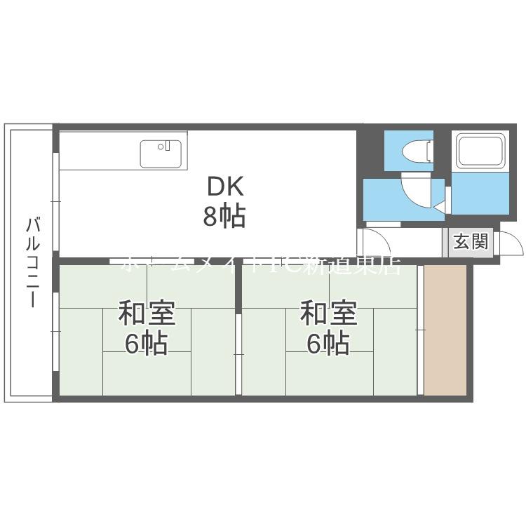 日の丸ハイツ(2LDK/4階)の間取り写真