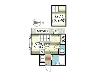 メイコーハイツ坂戸(1K/1階)の間取り写真