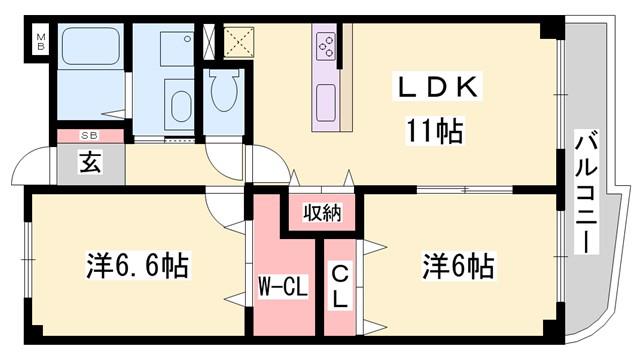 メゾンドフレール(2LDK/2階)の間取り写真