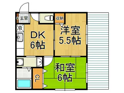 グリーンフォレスト西宮7(2DK/1階)の間取り写真