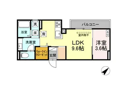 グランパセオ湯田(1LDK/1階)の間取り写真