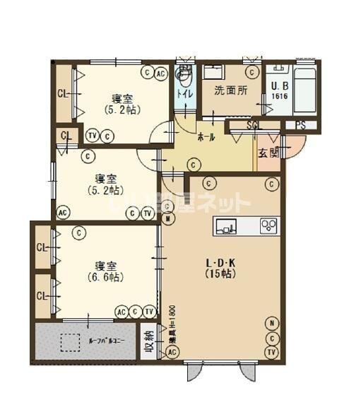 JB錦町BROCADE(3LDK/3階)の間取り写真
