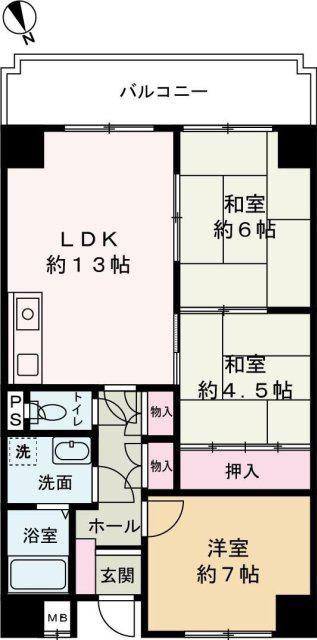 アルコ・ラ・カーサ佃町II(3LDK/7階)の間取り写真
