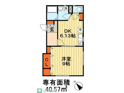 ナリトモ仁戸名B(1DK/1階)の間取り写真