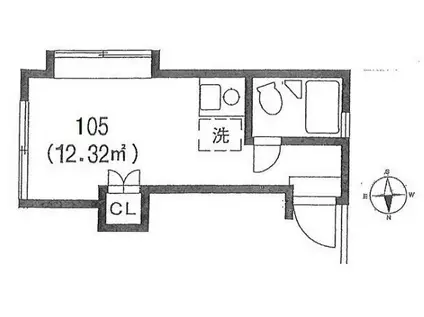 ピュアハウス千代崎(ワンルーム/1階)の間取り写真