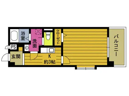 エクレール北浜S(1K/2階)の間取り写真