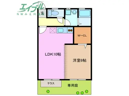 パインヒルズ(1LDK/1階)の間取り写真