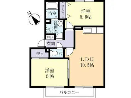 ソレジオOY(2LDK/1階)の間取り写真