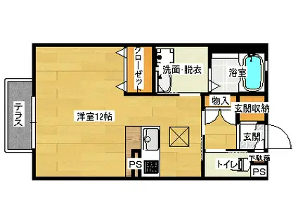 メロディー参番館(ワンルーム/1階)の間取り写真