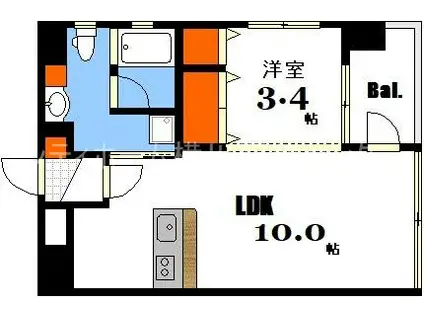 アインラウム(1LDK/2階)の間取り写真
