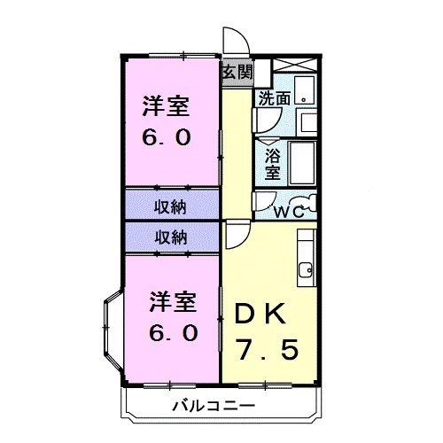アーバン深田(2DK/3階)の間取り写真