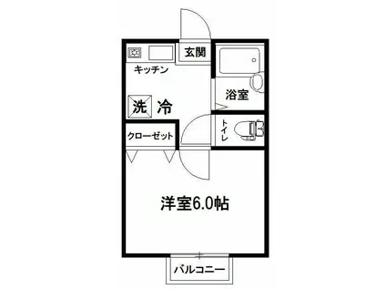 第44アベニュー美園(1K/1階)の間取り写真