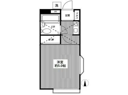 ペアパレス大泉(1K/2階)の間取り写真