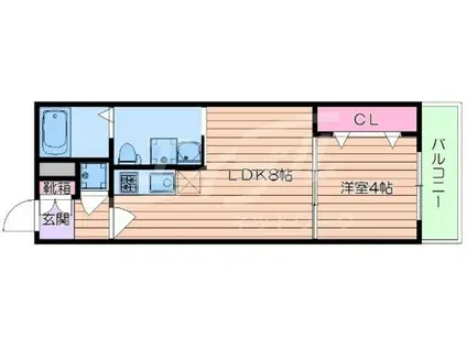 Fメゾン上新庄II(1LDK/3階)の間取り写真
