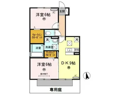 D-ROOMなごみ(2DK/1階)の間取り写真