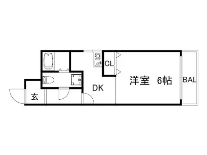石屋川ロイヤルハイツ(1DK/4階)の間取り写真