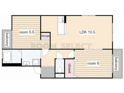 メゾン京命(2LDK/1階)の間取り写真