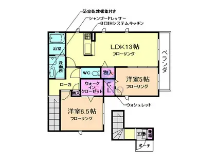 メゾン・ル・シエル(2LDK/2階)の間取り写真