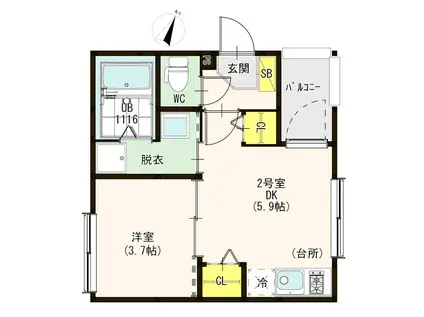 イルソーレ金町(1DK/1階)の間取り写真