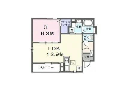 ブリリアントII(1LDK/1階)の間取り写真