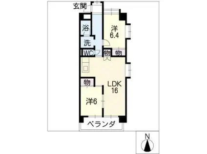 ルミエール原(2LDK/3階)の間取り写真