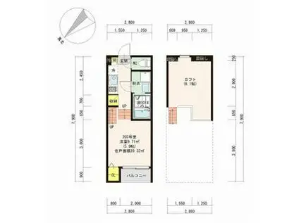 ナチュール北山2月1日入居OK(1K/2階)の間取り写真