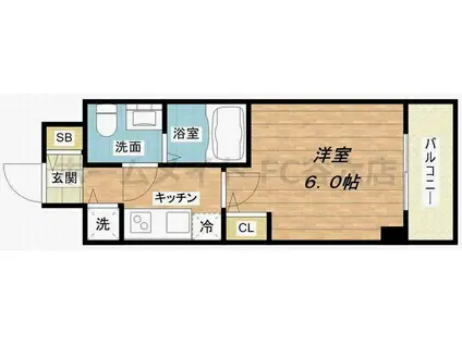 S-RESIDENCE北浜(1K/9階)の間取り写真